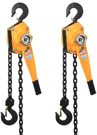 Manual Chain Hoist 0.75T/1650lbs, 20FT Ratchet with G80 Manganese Steel Chain for Lifting and Pulling in Construction and Warehouse