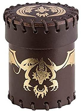 Q WORKSHOP Flying Dragon Brown & golden Leather Dice Cup