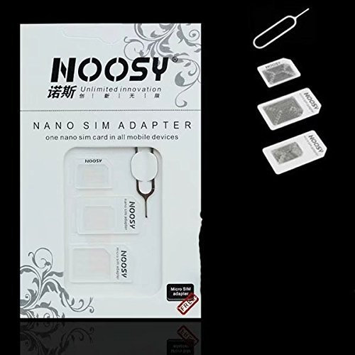 RICISUNG 3in1 Noosy Nano Micro Standard SIM Card Adapter for Iphone Samsung Galaxy(White)