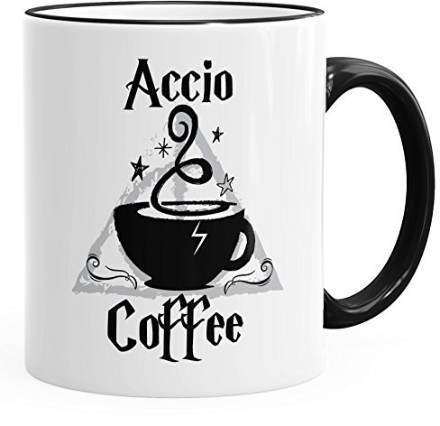 MoonWorks® Kaffee-Tasse Accio Coffee Spruch-Tasse Teetasse Keramiktasse schwarz Unisize