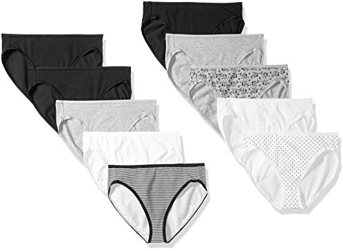 Amazon Essentials Women's Cotton Spandex High Leg Brief Underwear, Breathable, Pack of 10, Neutral, X-Large