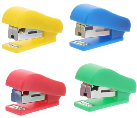 Engrapadora Toyvian, mini grapadora de dibujos animados, grapadora de mano para niños y adultos con grapas (4 unidades de color al azar)
