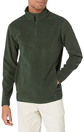 Amazon Essentials Men's Polar fleecejacka med kvartsdragkedja, Skogsgrön, XL