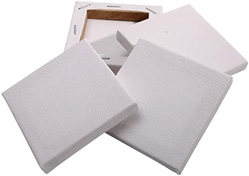 JKG® 4 mini paneles de lienzo enmarcados en blanco, preestirados, perfectos para pintar artistas, lienzos pequeños, 100% algodón, para pinturas acrílicas y a base de agua (4 mini lienzos, 7 cm x 7 cm)