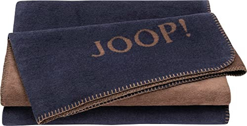 Joop! Wohndecke Uni-Doubleface Baumwollmischung Marine/karamell Größe 150x200 cm