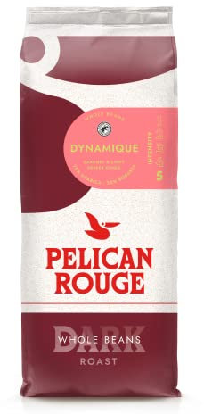 Pelican Rouge DYNAMIQUE Whole Dark Roasted Coffee Beans | 75 percent Arabica | Rainforest Alliance Certified | New 2023 blend | 1kg bag | Fully-recyclable packaging