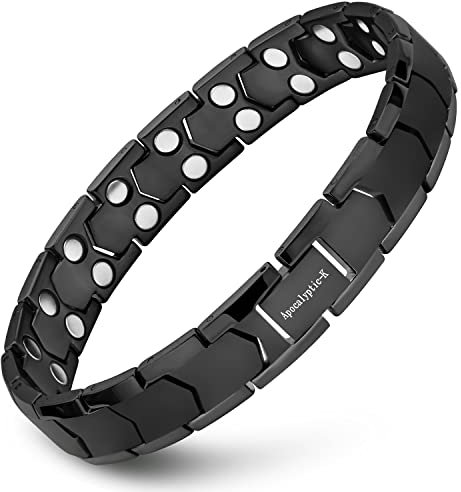 Apocalyptic-K Herren Magnetarmband,TITAN Zweireihiges Magnetarmband, beseitigen statische Elektrizität (Schwarzes Magnetarmband)
