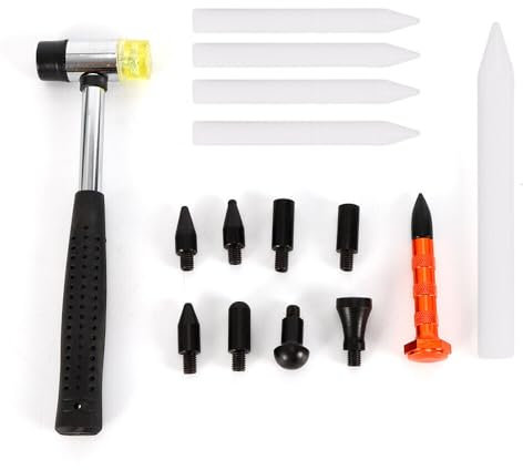 czyuRachel Juego de 15 herramientas de abultamiento de nailon, abolladuras y abolladuras, juego de reparación de abolladuras, martillo de desabollado de 25 mm