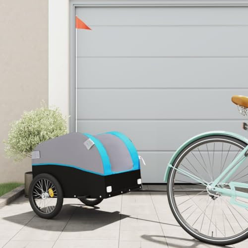 ShGaxin Cykel Trailer Järn Svart och Blå 30 kg, Hund Cykeltrailer, Lastcykel Trailer - 94121
