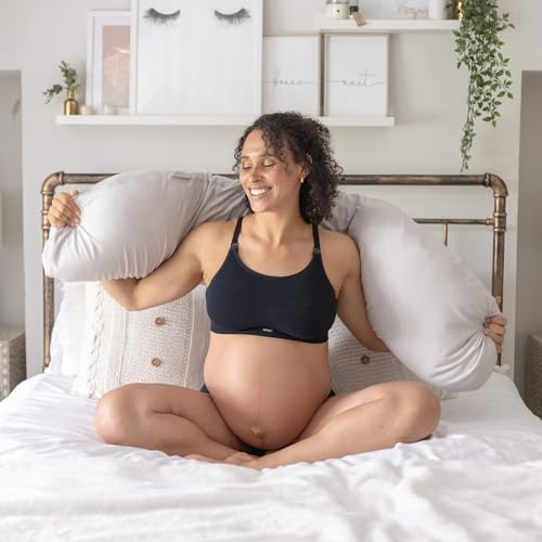 BABYGO® Pregnancy Pillow - 3 in 1 Multi Support, C Shape for Side Sleeping - Bolster Style, Space-Saving, Maternity & Nursing Pillow, Bamboo Cover in Oatmeal