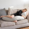 BABYGO® Pregnancy Moon Pillow | Ergonomic Design to Support Back, Bump & Hips | Maternity Sleep Aid with Bamboo Cover | Oatmeal