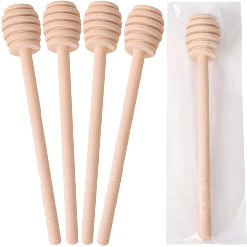 22 PCS Wooden Honey Sticks Dipper 6 Inch, Individually Wrapped Mini Honeycomb Honey Stirrer Stick For Honey Jar Dispense Drizzle Honey and Wedding Party Favors Gift