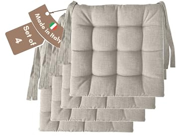 Il Tuo Artigiano Design Set 4 o 6 Cuscini per Sedie da Cucina Made in Italy - Cuscini Sedie Cucina set da 6 40x40 cm spessore 6 cm - Imbottiture in Spugna e morbido acrilico (4, Argilla)