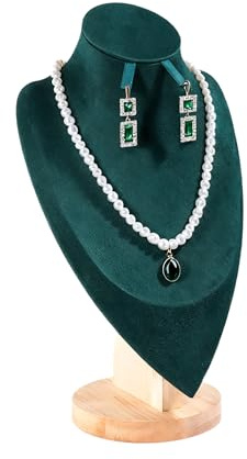 TINGSING Velvet Necklace Display Bust Stand with Earrings Holes