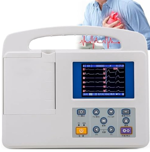 Electrocardiograph Heart Monitor, Digital Electrocardiograph Monitor Portable 12-Lead 3-Channel Ecg Machine with Color LCD - for Heart Health - for Intensive Care & Home Use with Printing Paper