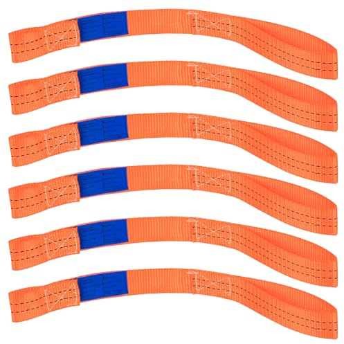 Okeno Select6 Piezas Correas de Amarre para Moto, Lazos de Carga 2000kg, Arandelas de Sujeción Doble Anilla para Transporte Auto Moto Remolque (450 x 38mm)