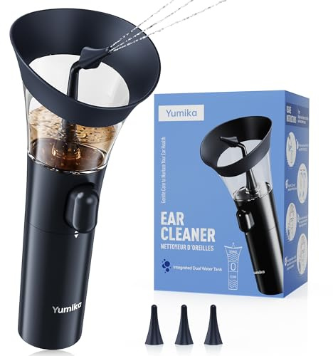 Yumika Ear Wax Removal Kit – Manual Ear Cleaner with Powerful Water Flow for Deep Clean & Soft Silicone Tip, Dark Blue
