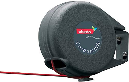 Vileda - Stendibiancheria retrattile automatico, 15 m, per interni ed esterni, in Plastica, Rosso