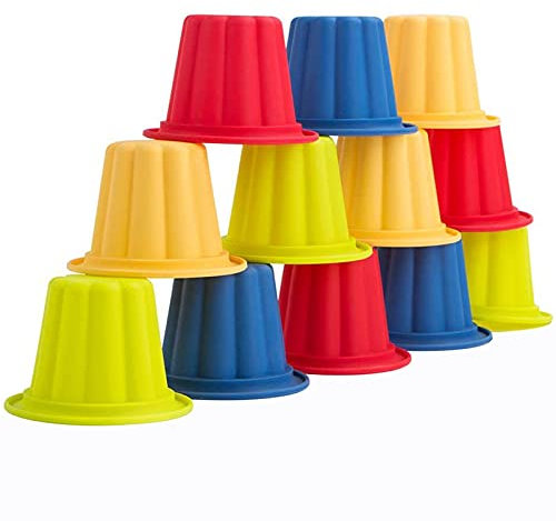 Webake Puddingform Silikon Puddingförmchen Jelly Förmchen 12 Stück Muffin Silikonform für Pudding, Muffins, Cupcakes und Desserts, 4 Regenbogenfarben