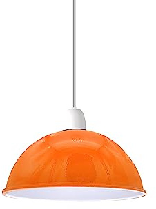 Pendant Light Fixture Vintage Style Industrial Metal Ceiling Pendant Shade Lightning E27 for Kitchen Bar Hotel and Dining Rooms (Orange)