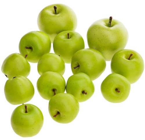 Meiwlong 14 PCS Mini Green Apples Artificial Realistic Plastic Fruit Fake Lifelike Model Props Centerpieces Decoration Home Party Holiday Kitchen