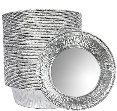 LOYUDEQIU 5 Inch/12.7cm Aluminum Foil Mini Pie Pans- Disposable Small Pie Tins for Bakeries, Cafes, Restaurants - Durable Mini Foil Pans for Pie, Fruit Tarts, Quiche (50, 5 inch Tart Pans)