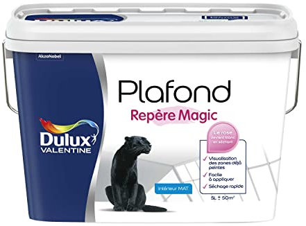 Dulux Valentine Peinture Plafond repère Magic - Application facile - Mat Blanc 5 L