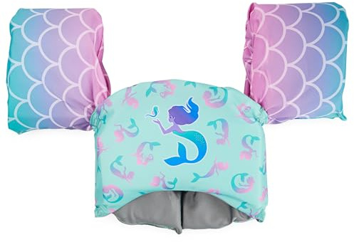 SwimWays Mermaid Swim Trainer 2-in-1 Vest with Arm Floaties; Kids 33-55 lbs