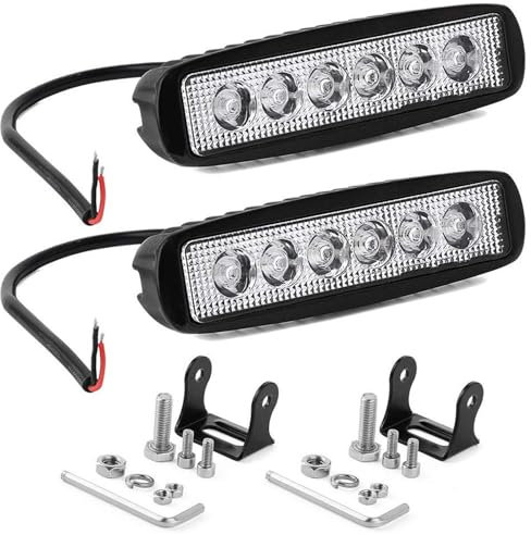 AUXTINGS 2 Pièces 15cm Phare de Travail LED 18W Projecteur Led Voiture 12V 24V Etanche IP67 Spot Feux Antibrouillard 1800lm Feux de Travail pour Voiture Camion Tracteur SUV Bateau