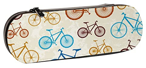 BEEOFICEPENG Trousse à Crayons, Jolies Fleurs de vélos rétro, Pochette à Crayons en Cuir, Sac à stylos, école de Bureau, boîte à Bijoux, boîte à pinceaux de Maquillage