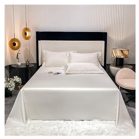 Bettlaken Betttuch Leintuch Haustuch ohne Gummizug 100S Langstapeliger Baumwollsatin ohne Gummizug viele Farben und Größen Superweich(White,270x245cm+48x74cm x2)