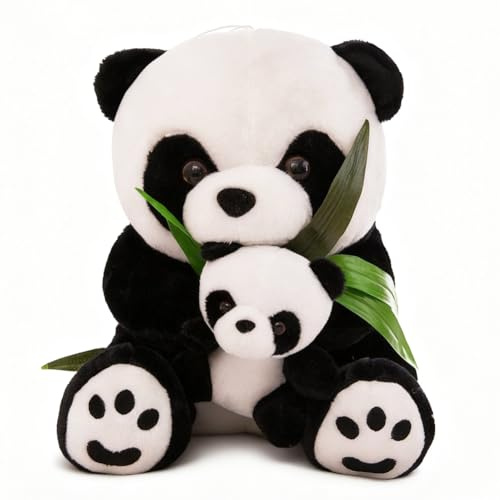 JynxtoyZeal Panda Giocattoli di Peluche,Panda Madre e Bambino di Peluche,Morbido Animali Giocattoli Morbidi Cuscino Regalo di Compleanno per Bambini - 20cm