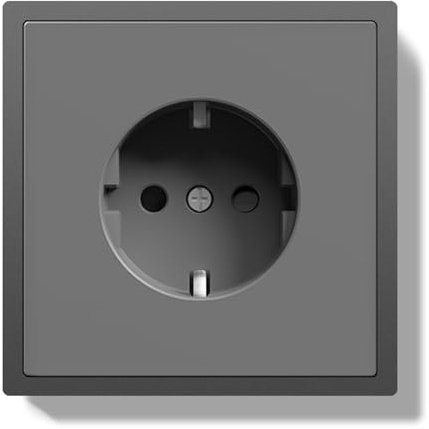 BSEEDLIFE Prise Schuko encastrée standard UE, prise murale 16 A avec cadre en PC, prise encastrée 80 x 80 mm avec griffes, prise avec pince à ressort, installation facile, 1 compartiment gris