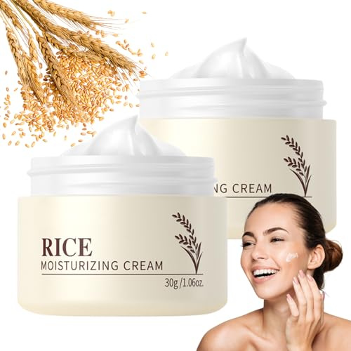 2 Stück Rice Cream - Korean Skincare Gesichtscreme - Reis Ceramide Creme - Moisturizer Face Cream & Anti Aging Creme Frauen - Glättend Gesichtscreme Trockene Haut - Stärkt Hautbarriere