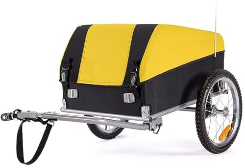 3-i-1-Cykelkärra för Husdjur, Kraftig Cykelkärra för Hundar med 20-Tums Terränghjul, Hopfällbar Stålram, Låsbar Broms, 45 kg Kapacitet(Yellow)