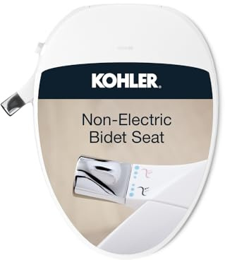 KOHLER 98804-CP-0 Purewash Toilet Seat with Polished Chrome Handle, Elongated Manual Non Electric Bidet with Adjusting Spray Pressure and Position, Quiet-Close Lid, White