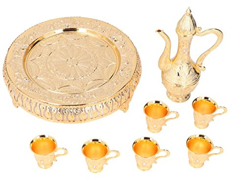 Restokki Whisky Cup Verres À Vin Ensemble Verres À Vin Doré Style Européen Ensemble De Vin en Métal Petit Verre À Vin Cruche À Vin Distributeur De Vin