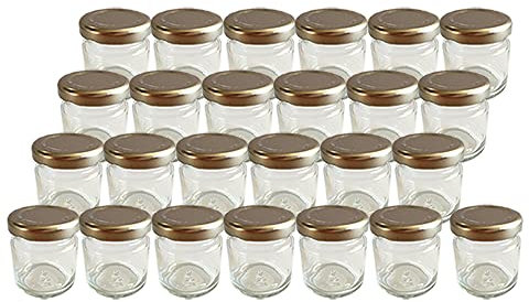 25 x Marmeladengläser kleine 50 ml Gläschen mit Schraub-Deckel Silber - Mini Einmachgläser - Honiggläser - Probiergläser für Gastgeschenke & Hochzeit Made in Germany