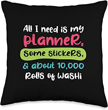 Cute Planner Stickers Washi Design for Women and Girls Throw Pillow