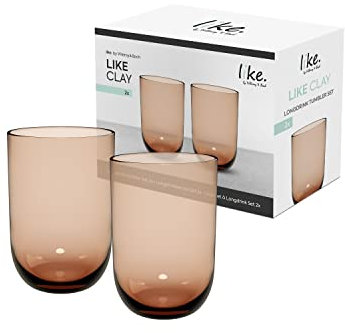 like. by Villeroy & Boch – Like Clay Verre À Long Drink Ensemble De 2 Pièces, Verre Coloré Marron, Contenance 385 Ml
