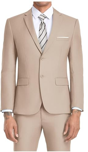 JPF Champagne Suits for Men, Solid Wedding Tuxedo Suits, Prom Party Suit XS