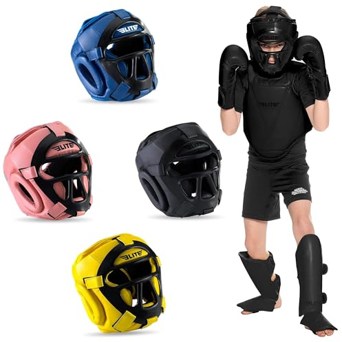 Elite Sports Best Kids Boxing Headgear Youth Wrestling Headgear MMA Kickboxing Muay Thai BJJ Karate Head Guard for Boys Girls (Age 10 to 13 Years Large, Black)