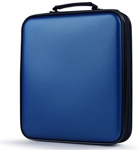 Fanspack DVD Storage CD Case Holder 160 Capacity CD Sleeves Blue Disc Cases Binder for Car - Protective CD Hard Organizer Box - Large DVD Wallet for Movie/Music/Game & Portable CD Book
