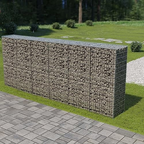 Baziroo Gabion en acier galvanisé, 300 x 50 x 150 cm, argenté, pour mur de soutien, murs de jardin, clôture, patrimoine en pierre, brise-vue, gabion