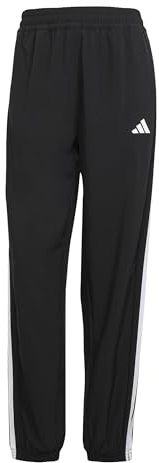 adidas Women's Train Essentials 3-Stripes Woven Pants, Black/White, S