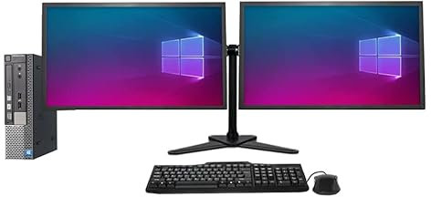 Dell Complete Dual 22 inch Monitors OptiPlex SFF PC Set - Intel Core Intel Core i3 8GB RAM 256GB SSD USB WiFi - Windows 11 Pro 64-Bit Desktop PC Computer (Renewed)