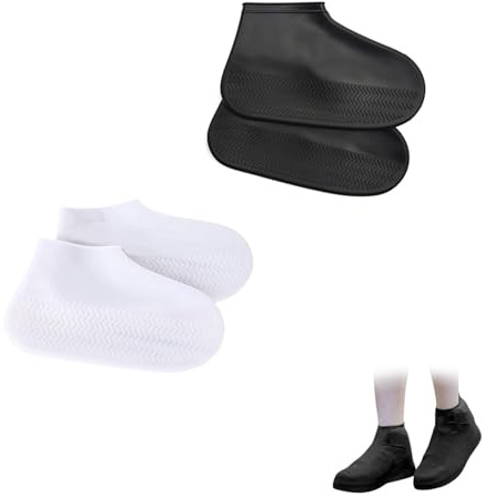 RHQFDM 4 Pcs Surchaussures étanches Unisexes Réutilisables Couvre-Chaussures en Silicone Antidérapant Silicone Semi-Transparent Surchaussures étanches Pour les Jours Pluie,Plages,Routes Boueuses(M)