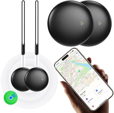 2 Stück Schlüsselfinder Air Smart Tracker Tag - Objektfinder, Kompatibel mit der App Wo ist? (nur iOS 14.5+), Weltweiter Tracking, Austauschbarer Akku, Tracker für Schlüssel/Koffer/Taschen
