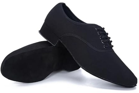 Zapatillas de baile latino para hombre Zapatilla de deporte de Jazz moderna for hombre, zapato profesional Oxford negro superior for Salsa latina, tacón bajo, zapatos de baile de salón Tango(43)