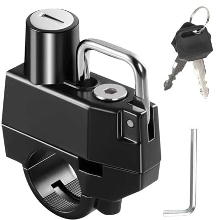 Lucchetto per casco da moto, manubrio con serratura per caschi, 7,5 x 6,4 x 4,5 cm, per caschi da moto, serrature nere antifurto, multifunzione per scooter elettrico, lega di alluminio